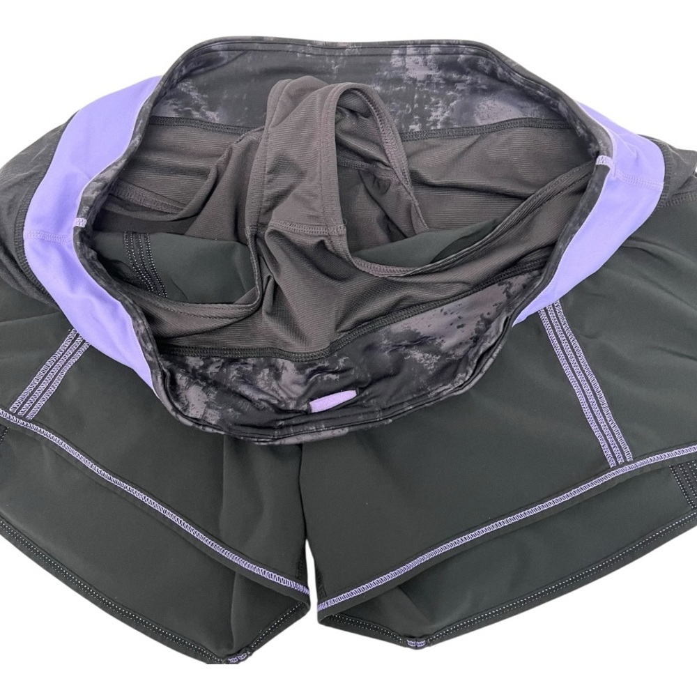 Lululemon Black Purple 5” Lined Running Athletic Performance Shorts Women’s 10 - Picture 6 of 11